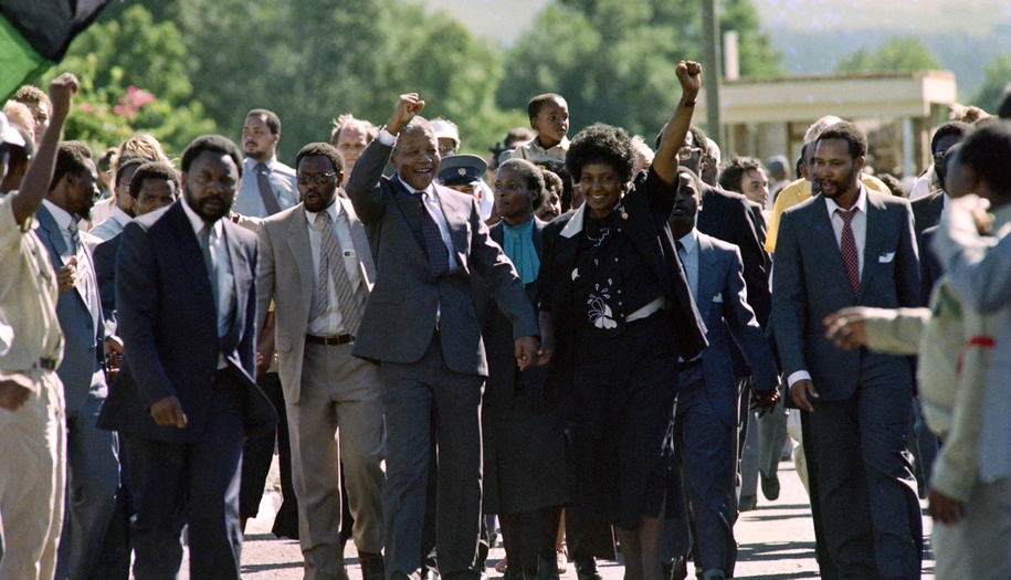 historical photo of Nelson Mandela in South Africa