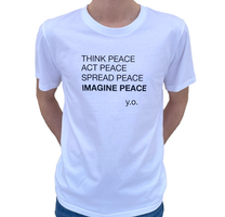 Tskjorte med "think peace - act peace - spread peace - imagine peace" y.o.