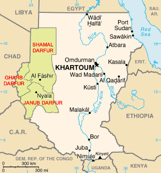 Kart over Sudan 