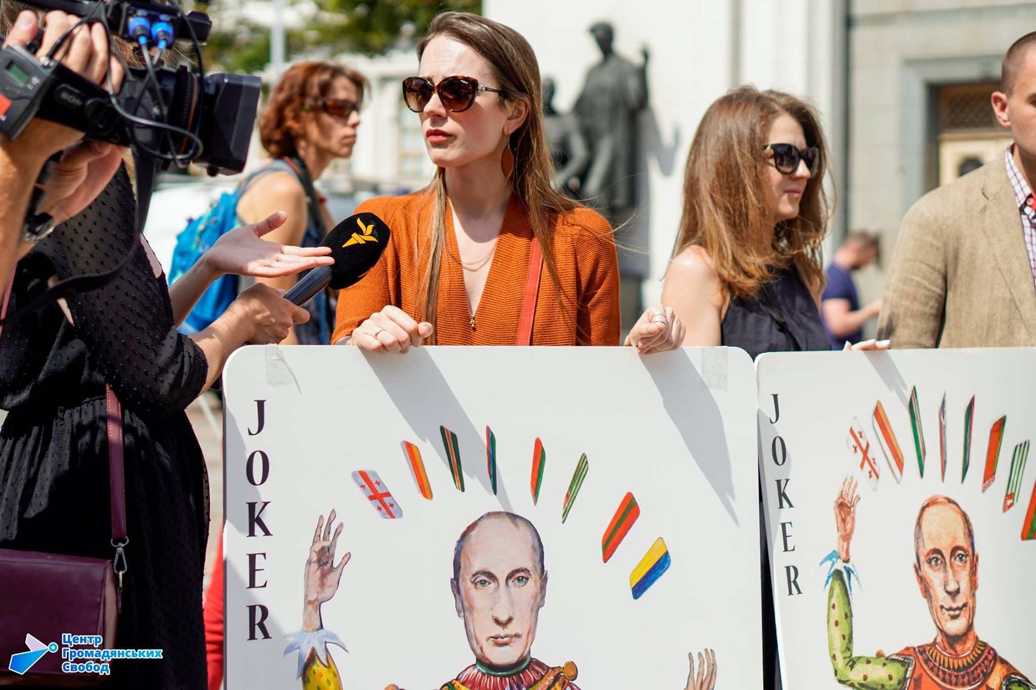 Oleksandra Matviichuk fra Center for Civil Liberties, på en protest for kampanjen «Prisoner’s Voice».