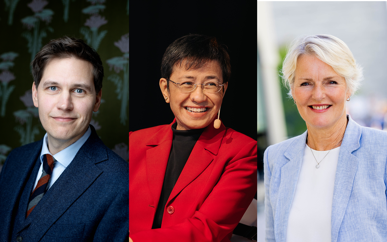 Portrett av: Jørgen Watne Fydnes, Maria Ressa og Kjersti Fløgstad.