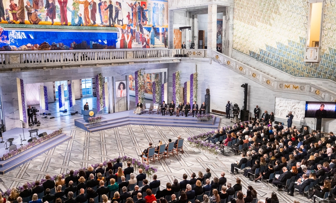 Fra fredsprissermonien i 2023. Rådhuset.