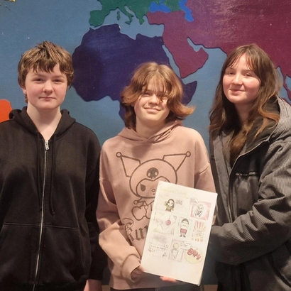 elevene som vant tegneseriekonkurransen.