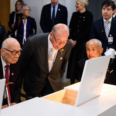 Hibakusha i utstillingen message to humanity.