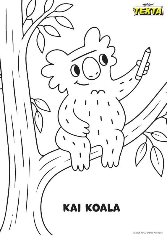 Colouring sheet — Kai Koala