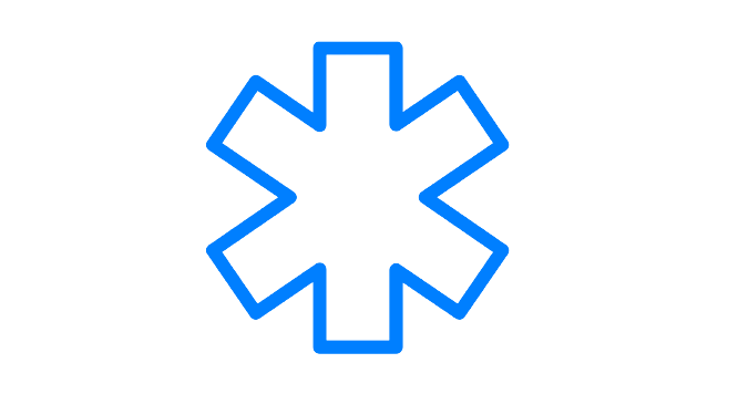 Blue outline of ambulance / emergency symbol