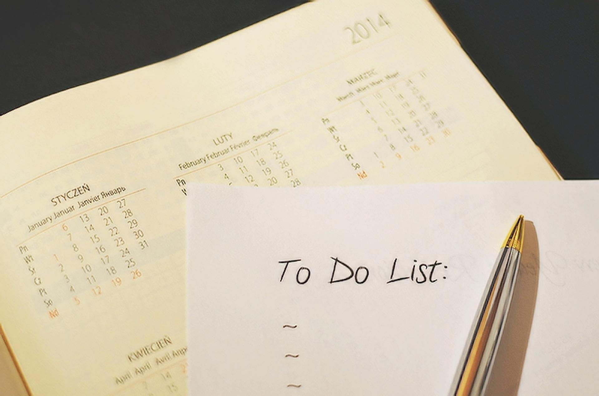 to-do list on top of a planning calendar