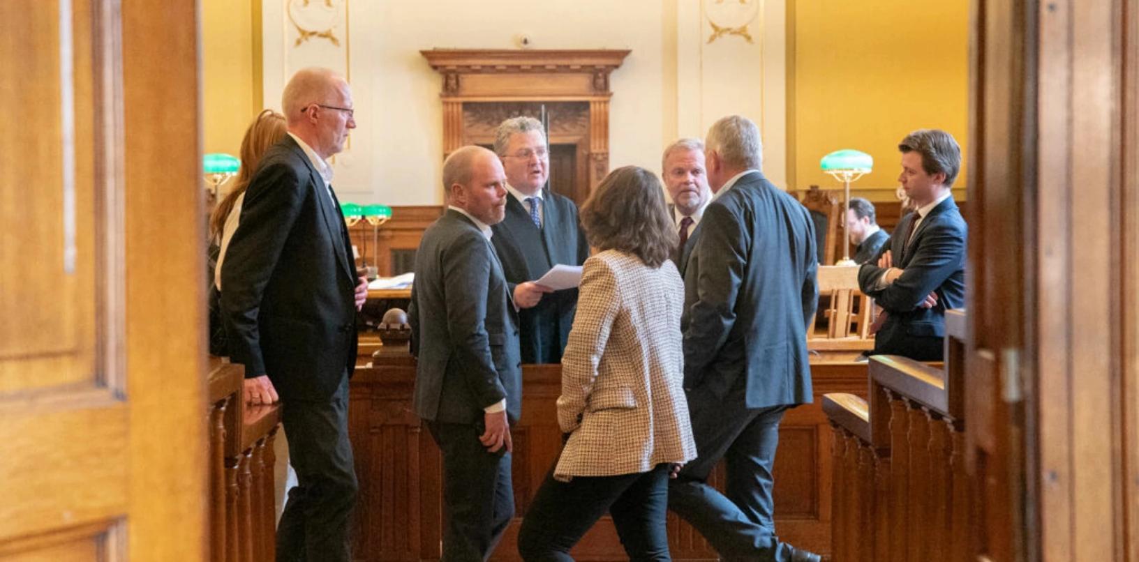 En av de mest spesielle sakene i toårsperioden er advokatfirmaet Rogstads søksmål mot Verdens Gang. Bildet er fra en pause i Høyesteretts behandling av saken i april 2022. Foto: Endre Simonsen, Medier24