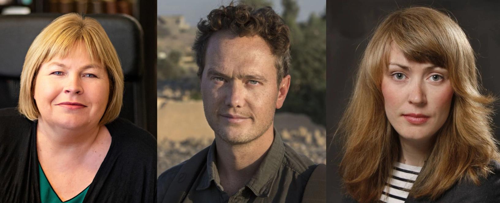 Generalsekretær i Norsk Presseforbund, Elin Floberghagen, Nilas Johnsen (VG), Hege Moe Eriksen (NRK) deltar i sending om presseetikk på TV 2 Nyhetskanalen 3. mai.Foto: NTB scanpix/VG/NRK