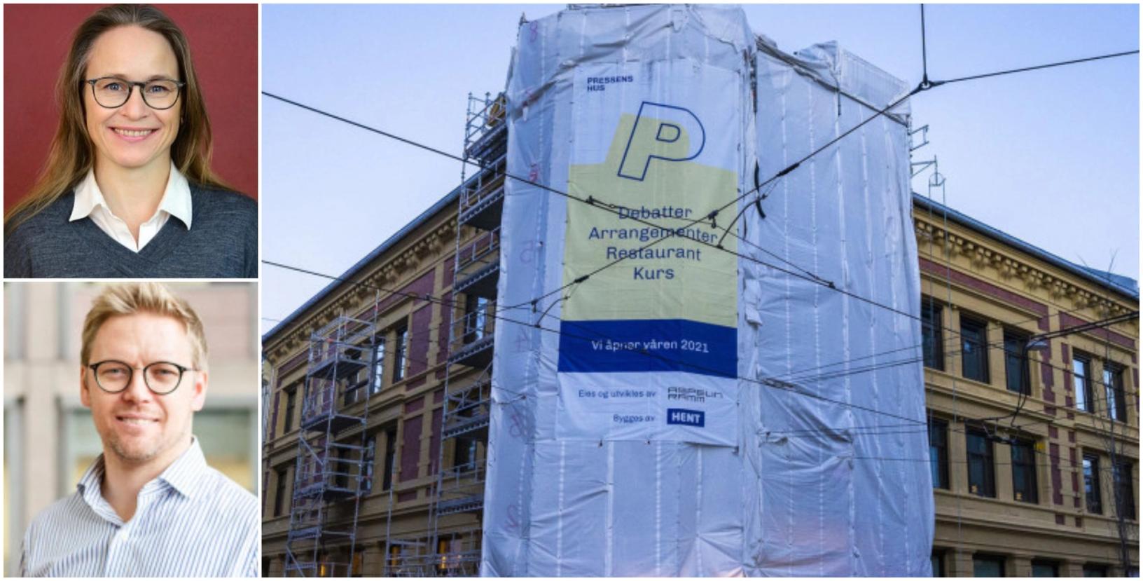 Møteledere på Medieleder 2021 blir Irene Halvorsen, ansvarlig redaktør i Nationen og Eirik Winsnes, utviklingsredaktør i Aftenposten, og konferansen vil (hvis smitteverntiltak og byggeprosessen tillater det) bli live-sendt fra Pressens hus i Skippergata 22-26 i Oslo.Foto: NTB/Tun Media/Journalisten