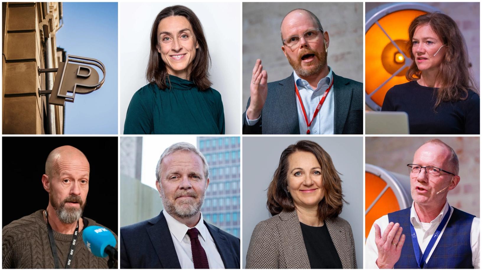 Øverst f.v. Trude Hansen (NP), Gard Steiro (VG) og Solveig Husøy (NR). Nederst f.v. Per Arne kalbakk (NRK), Jon Wessel-Aas (Glittertind), Reidun Kjelling Nybø (NR) og Arne Jensen (NR).