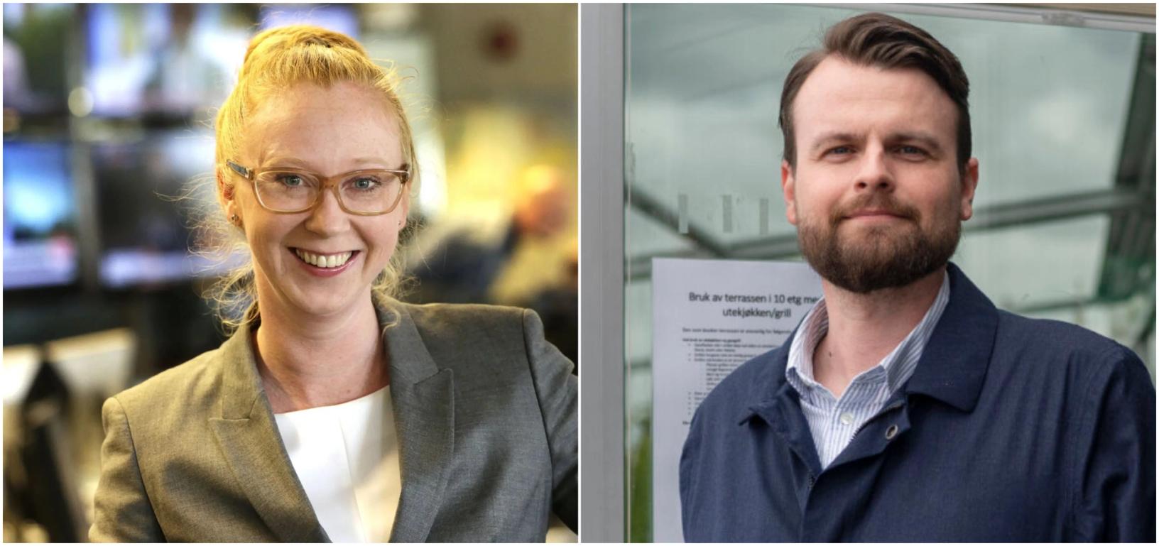 Nina Eldor, breakingsjef i TV 2 (t.v.) foreslås som nytt styremedlem i OR, mens Stian Johannessen (t.h.) foreslås som nytt varamedlem. Foto: NTB/DN