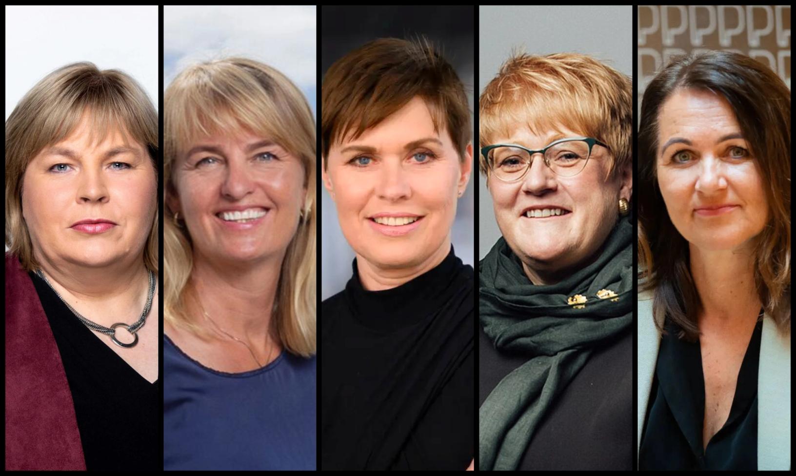Disse har undertegnet høringsuttalelsen: F.v. Elin Floberghagen (NP), Randi Øgrey (MBL), Ina Lindahl Nyrud (NJ), Trine Skei Grande (Forleggerforeningen) og Reidun K. Nybø (NR).