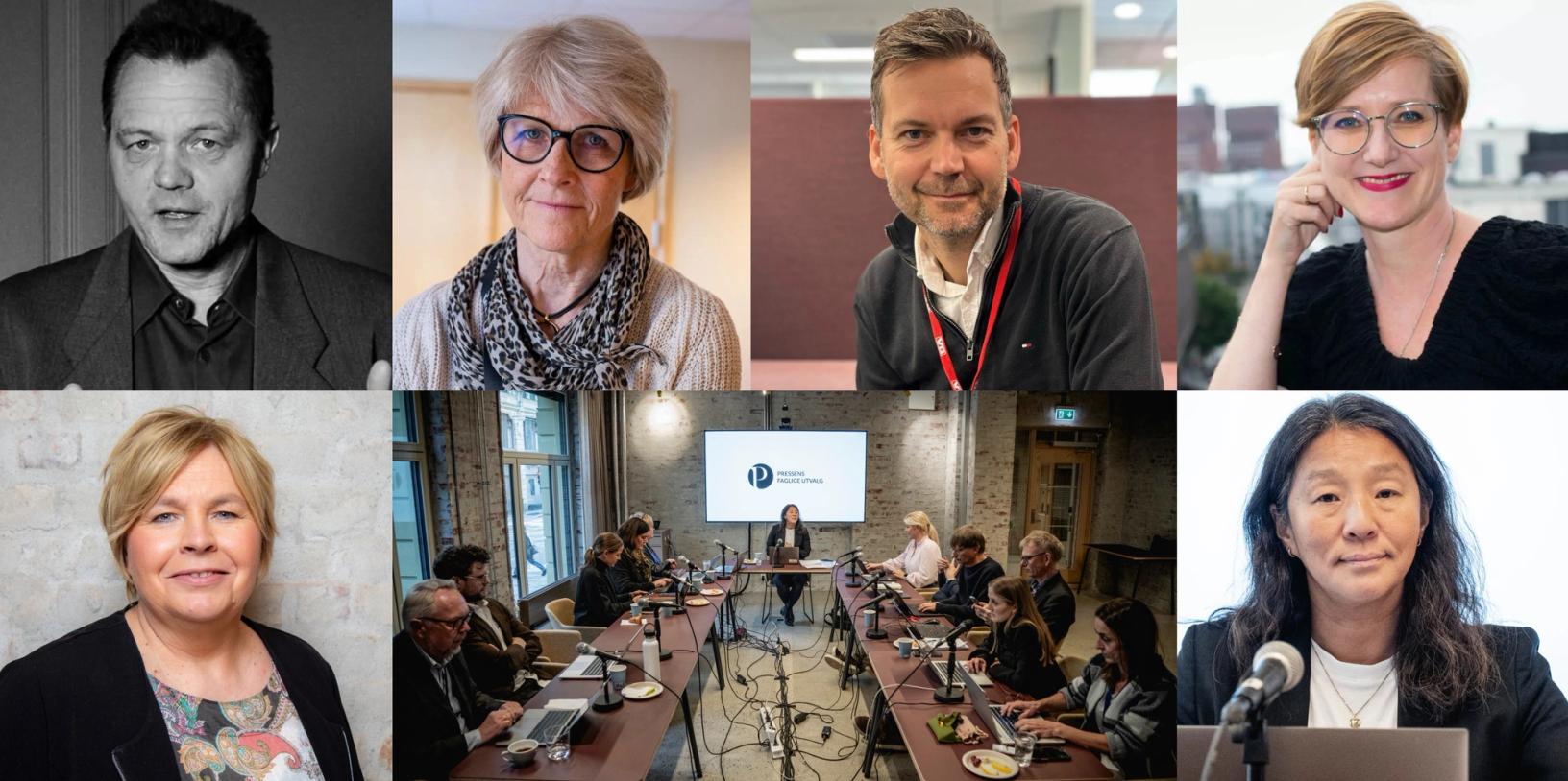 Øverst f.v. Anders Cappelen, Siri Gedde-Dahl, Anders Sooth Knutsen, Veslemøy Østrem. Nederst: Elin Floberghagen, PFU og Anne Weider Aasen.. Foto: NTB/M24/Dagsavisen/NP/privat