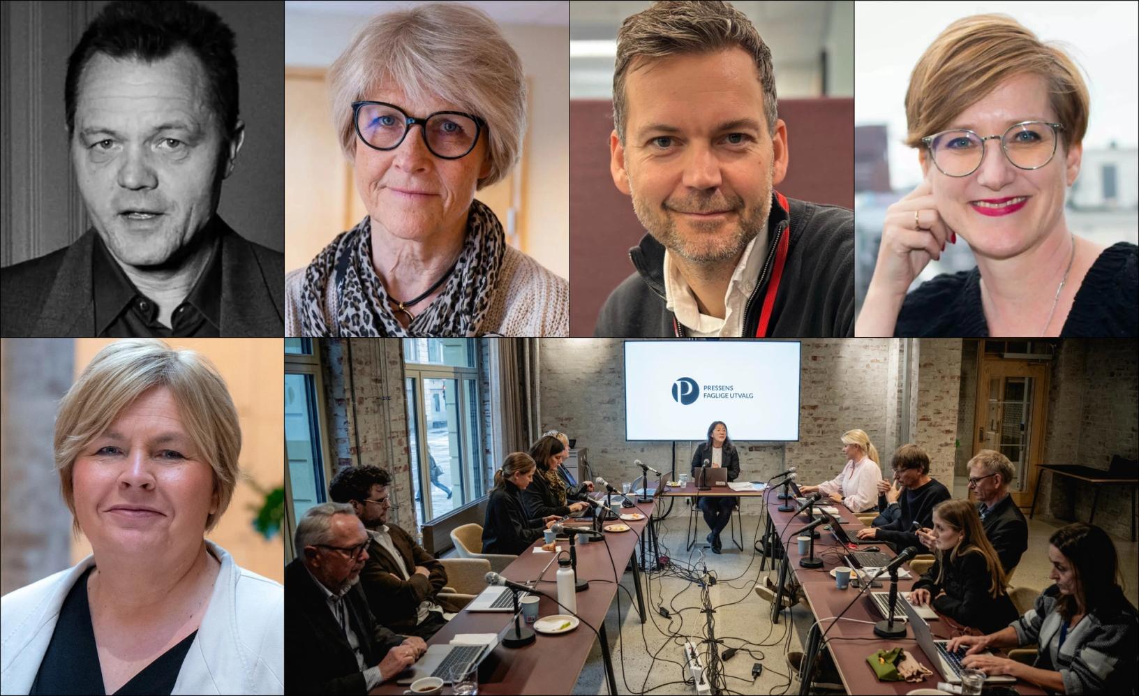 Øverst f.v. Anders Cappelen, Siri Gedde-Dahl, Anders Sooth Knutsen, Veslemøy Østrem. Nederst: Elin Floberghagen og PFU. Foto: NTB/M24/Dagsavisen/NP/privat