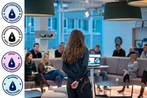 Ung redaktør Sofie Jørgensen Kristiansen snakker til redaksjonen