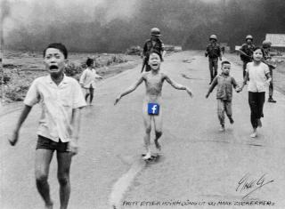 Illustrasjon: Inge Grødum, fritt etter Nick Ut og Mark Zuckerberg