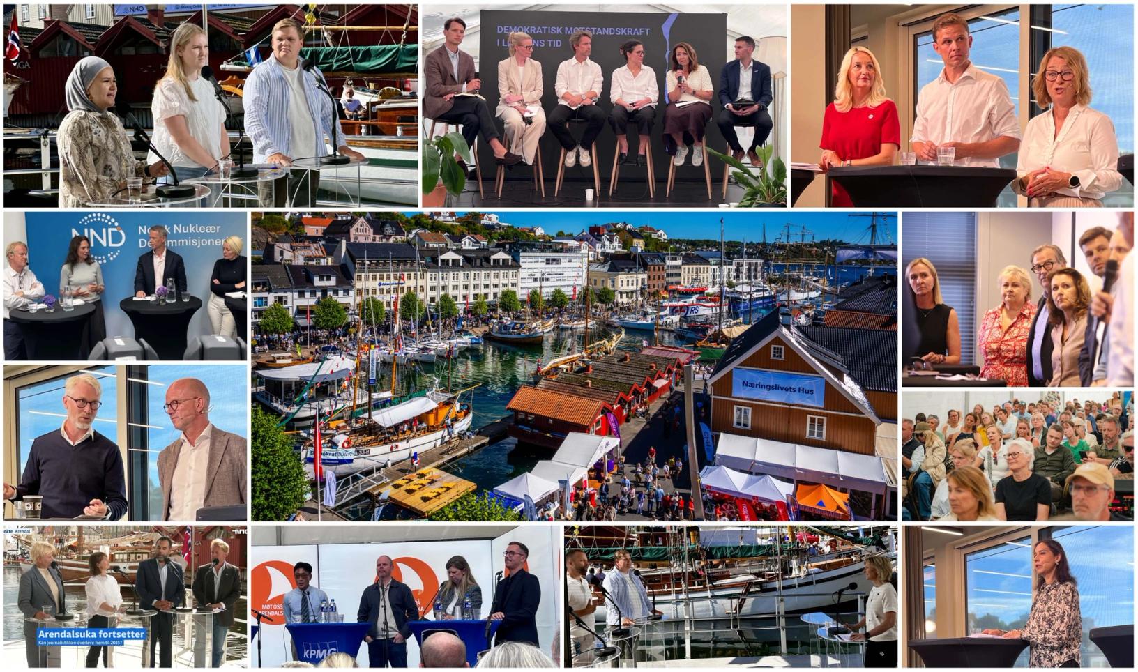 Arendalsuka 2026 - ulike debatter der Redaktørforeningen var arrangør eller deltaker. Foto: NTB/Kampanje/NRK/Redaktørforeningen
