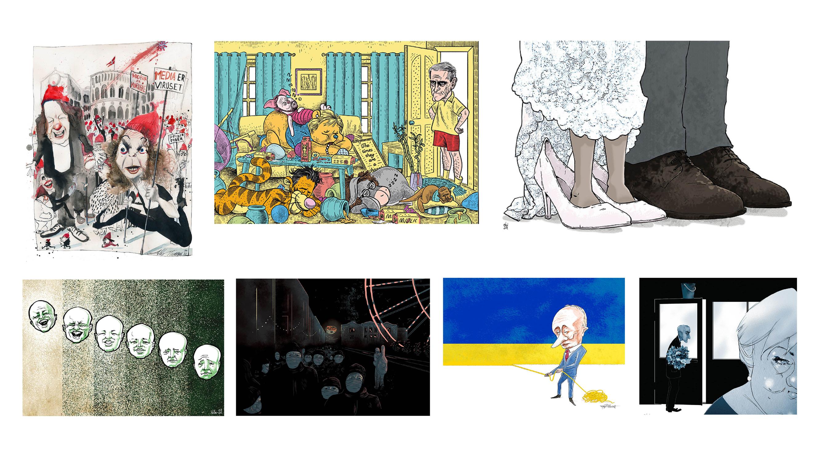 Øverst rad fra venstre: Hilde Thomsen (Dagens Næringsliv), Tord Torp (Bergens Tidende) og Sven Tveit (Kommunal Rapport). Nederste rad fra venstre: Karstein Volle (Bergens Tidende), Frida Strømme (Bergens Tidende), May Linn Clement (Dag og Tid) og Siri Dokken (Dagsavisen).