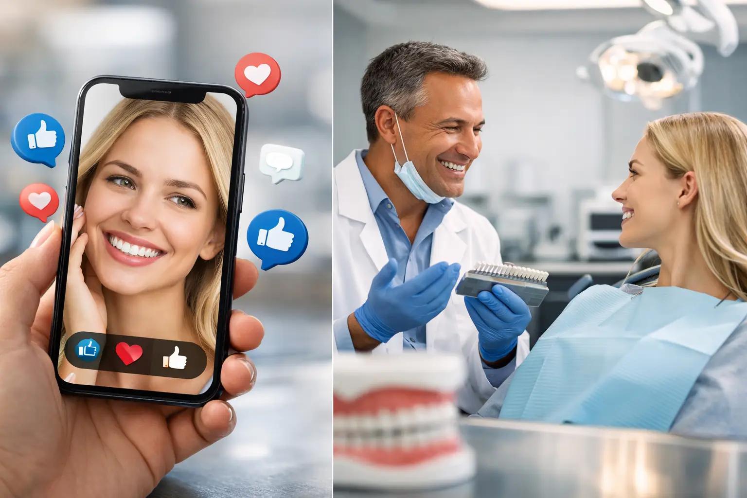 Dental marketing on social media leading to a dental implant consultation with a patient and dentist