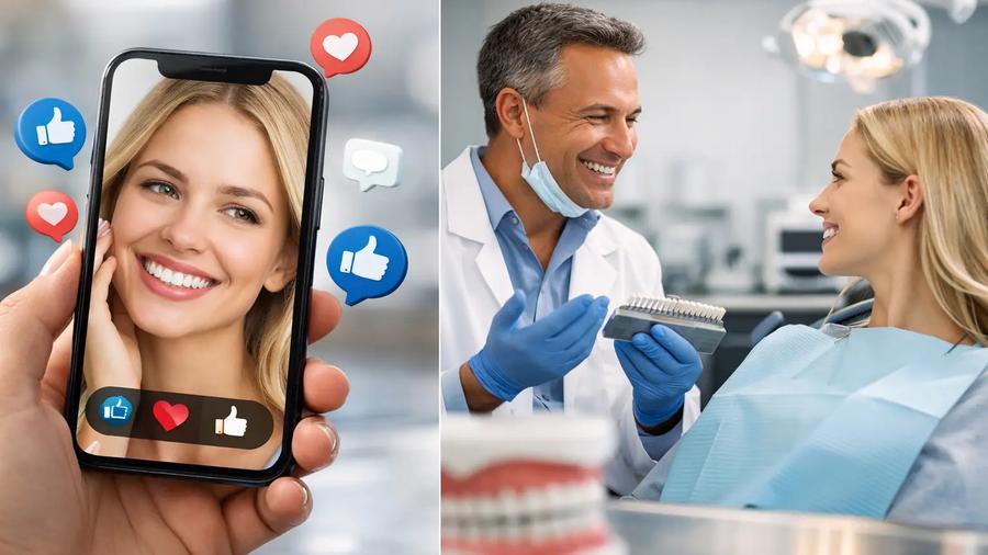 Dental marketing on social media leading to a dental implant consultation with a patient and dentist