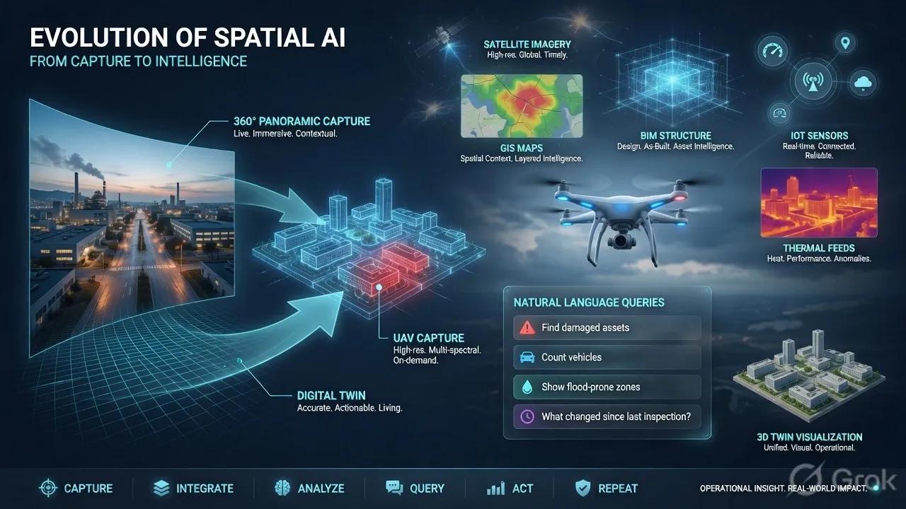 From Panoramic Twins to UAV-Language Intel: Layer for Spatial AI