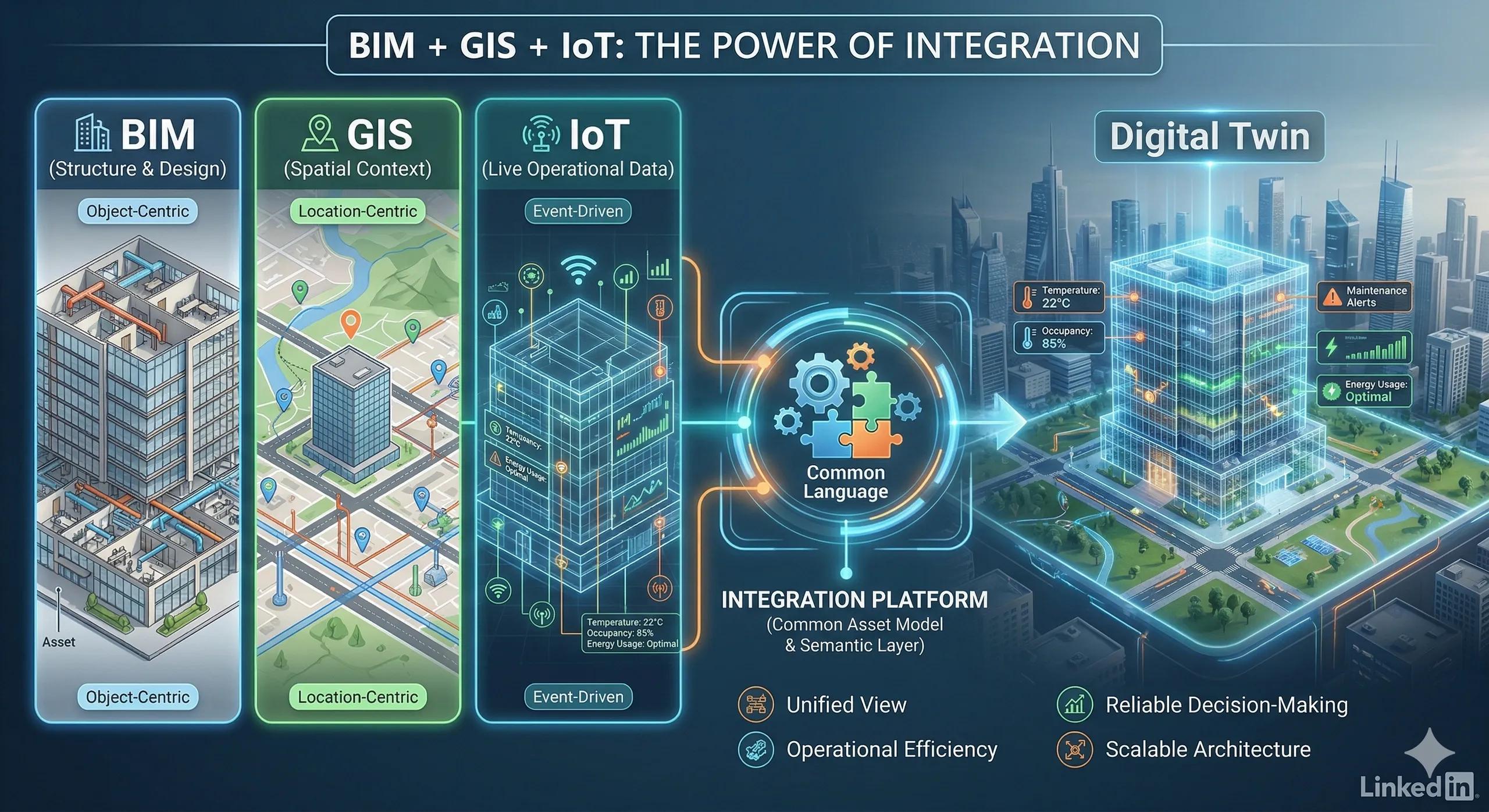 Integrating BIM + GIS + IoT into One System
