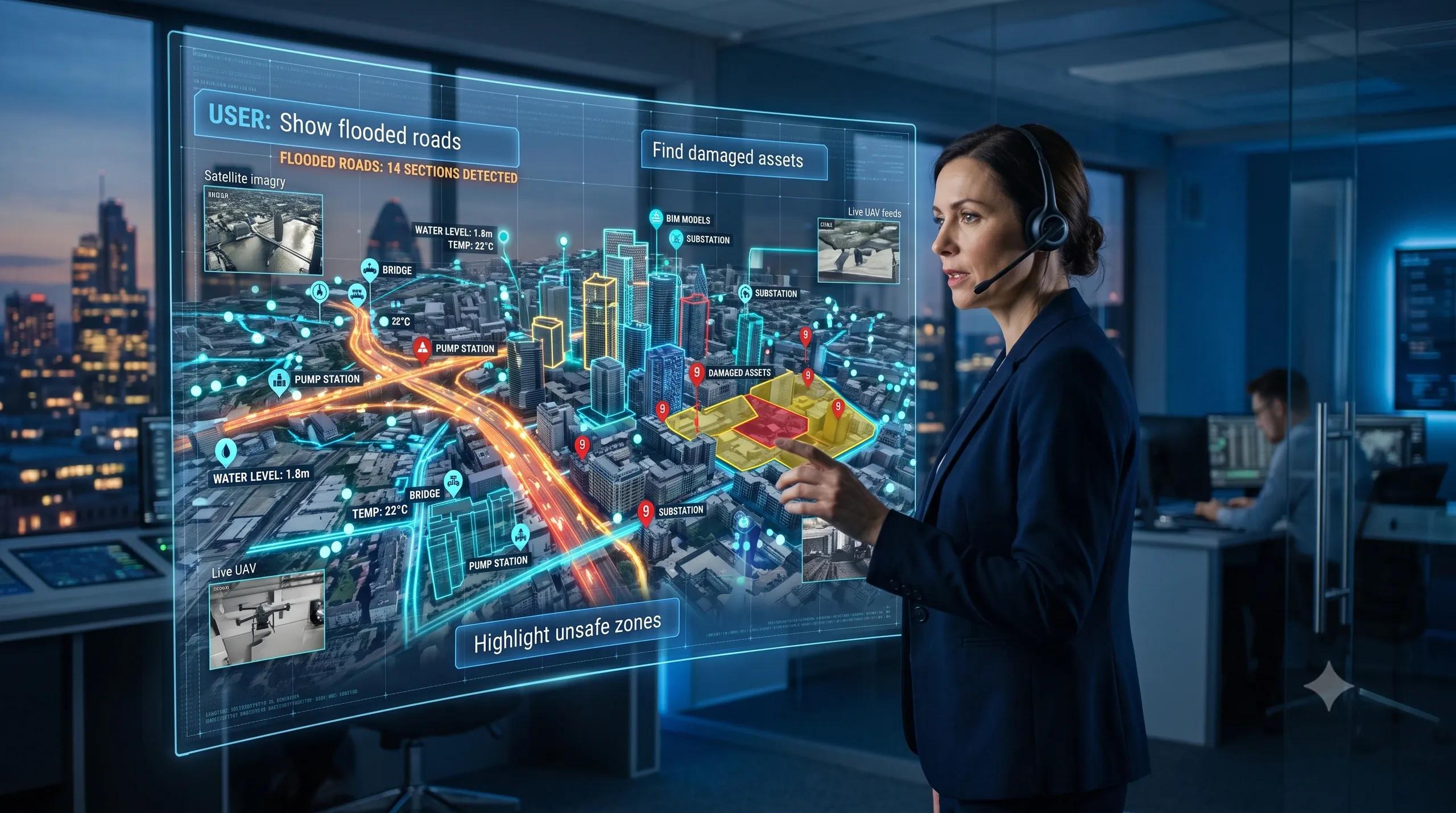 Ask the Map, Ask the Twin: Language-Grounded Spatial AI