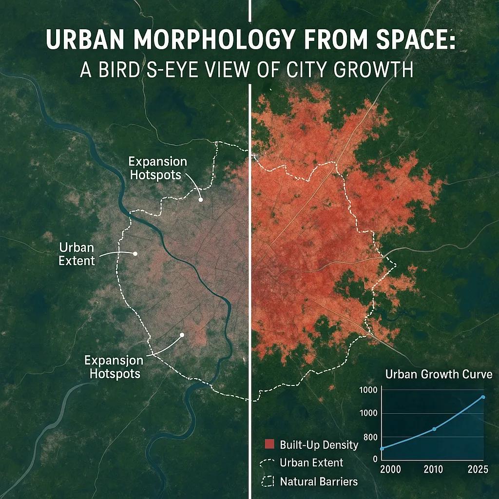 City expansion mapped from space: Satellite imagery reveals how urban growth transforms landscapes, guiding smarter, data-driven decisions.