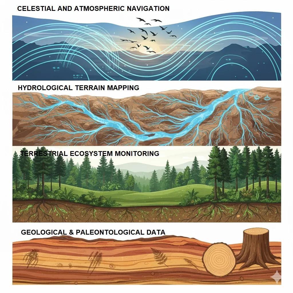 Decoding Earth's spatial intelligence: Four layers revealing how nature performs geospatial analysis billions of years before humans invented GIS technology.
