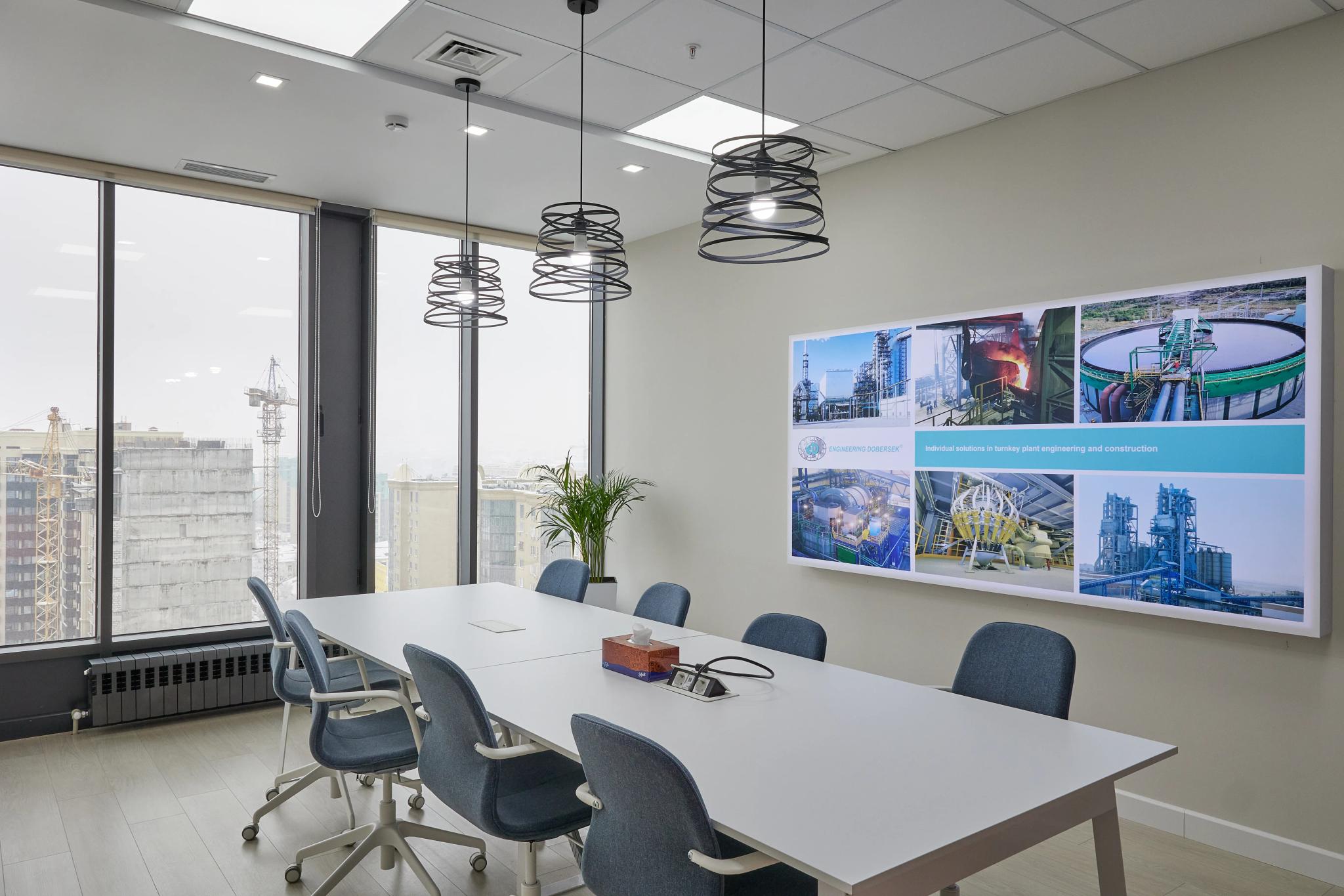 Modern office interior in Capital Tower with city views, professional interior photography Kazakhstan by MOSS Bureau