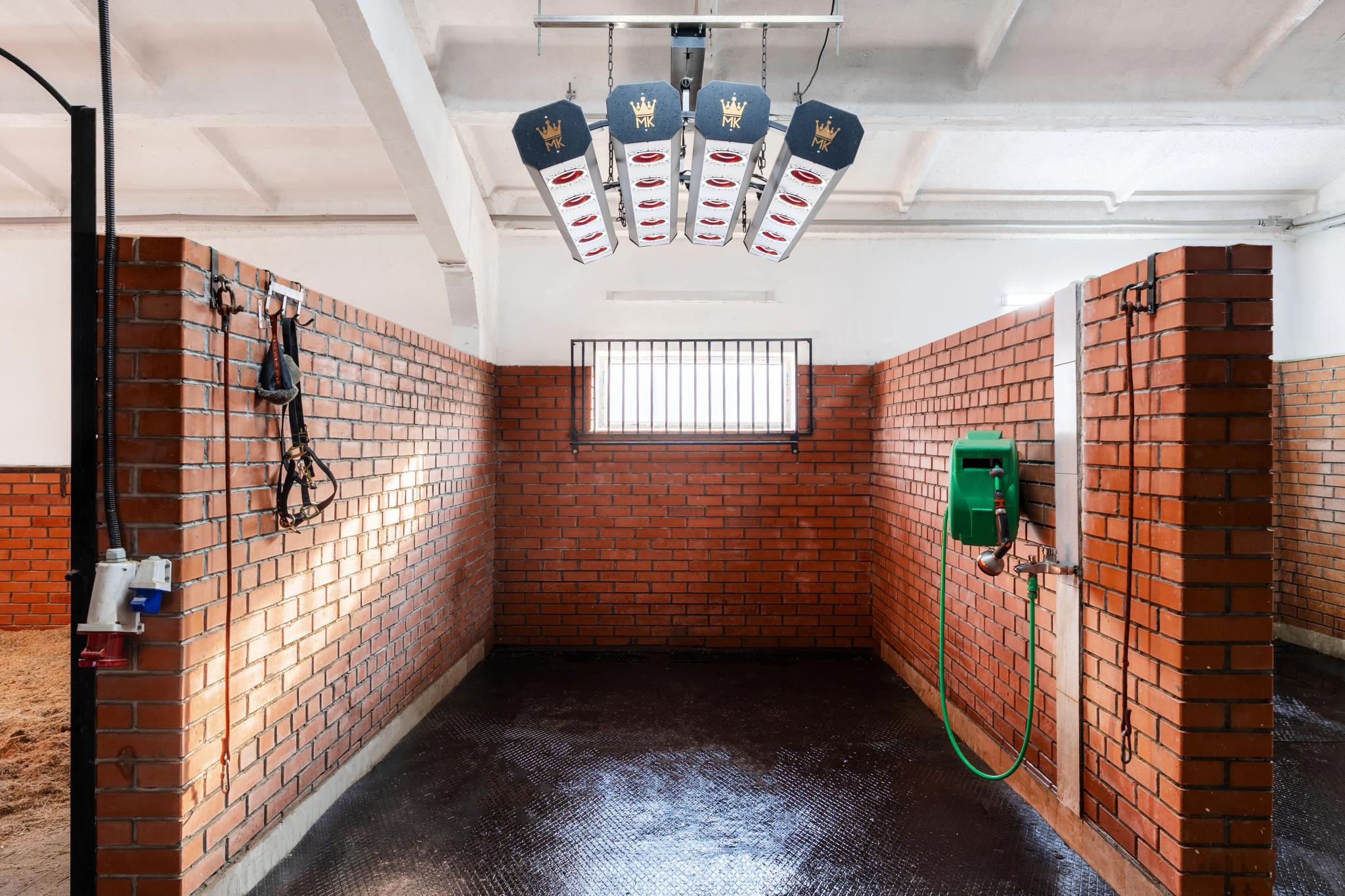 Architectural photography of Prestige equestrian club in Astana - brick corridor with equipment