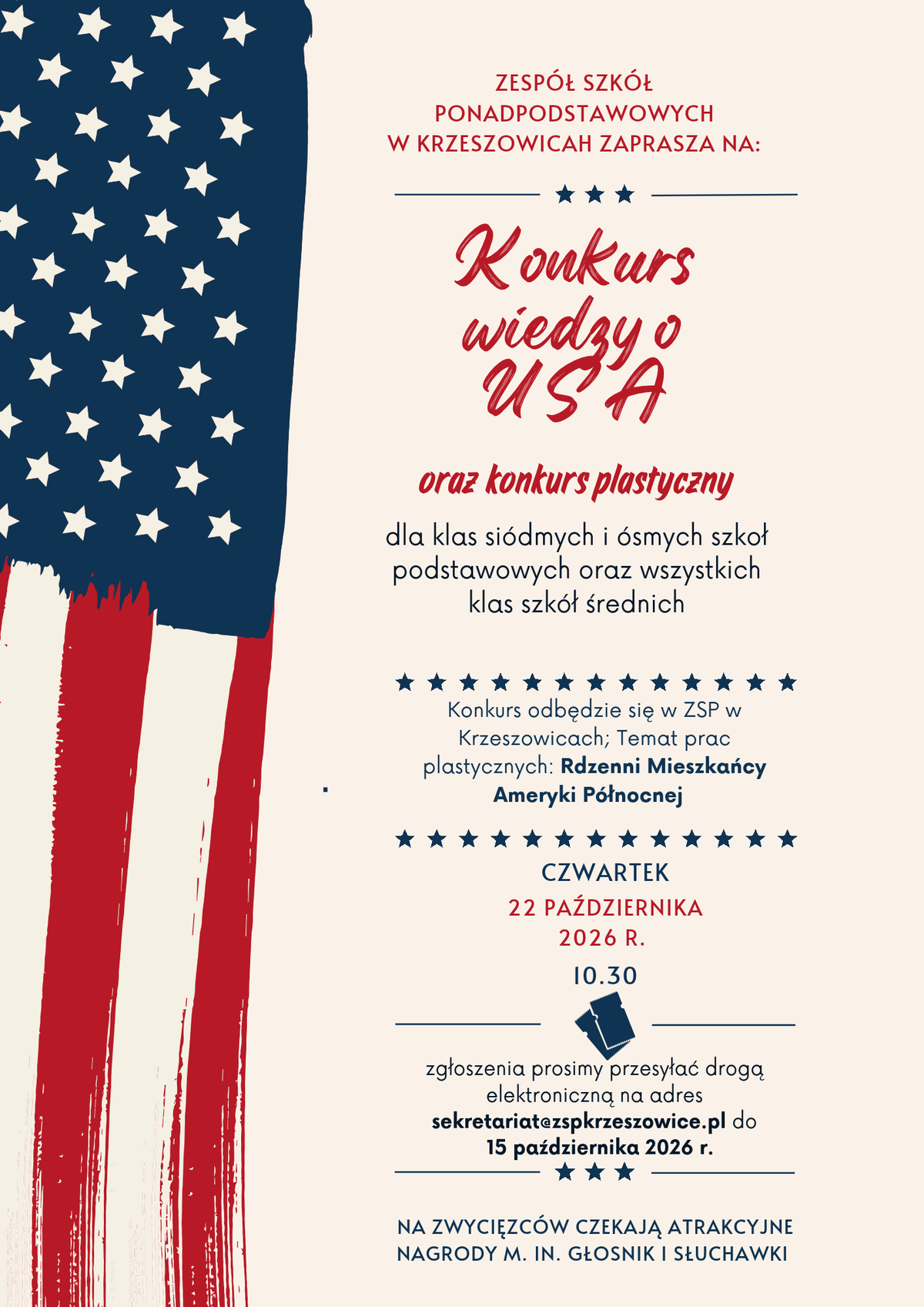 plakat Konkurs wiedzy o USA