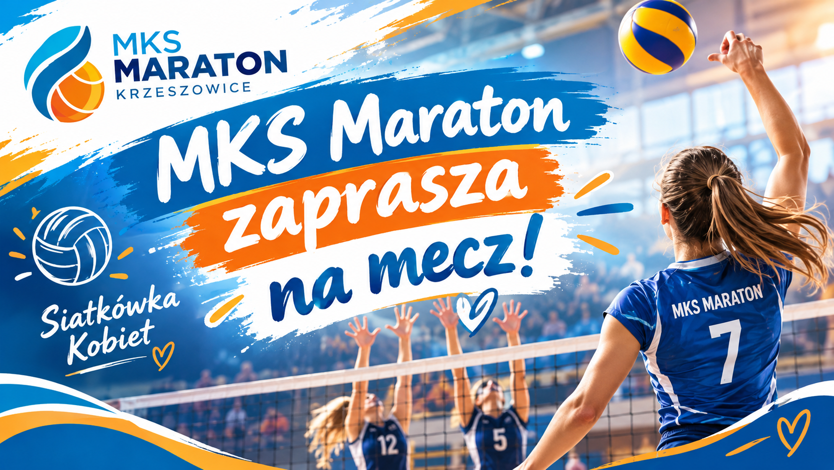 Panie grające w siatkówkę przy pełnych trybunach