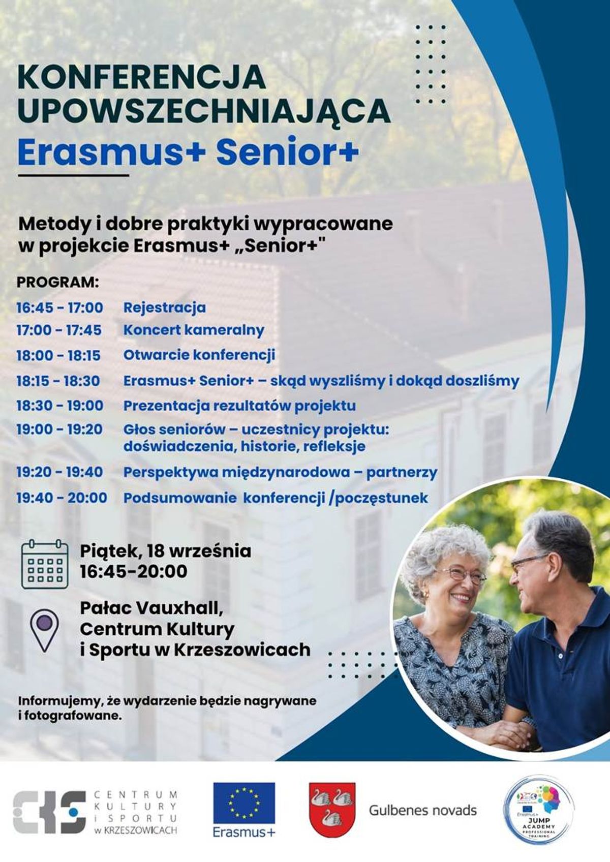 plakat Konferencja upowszechniająca Erasmus+ Senior+