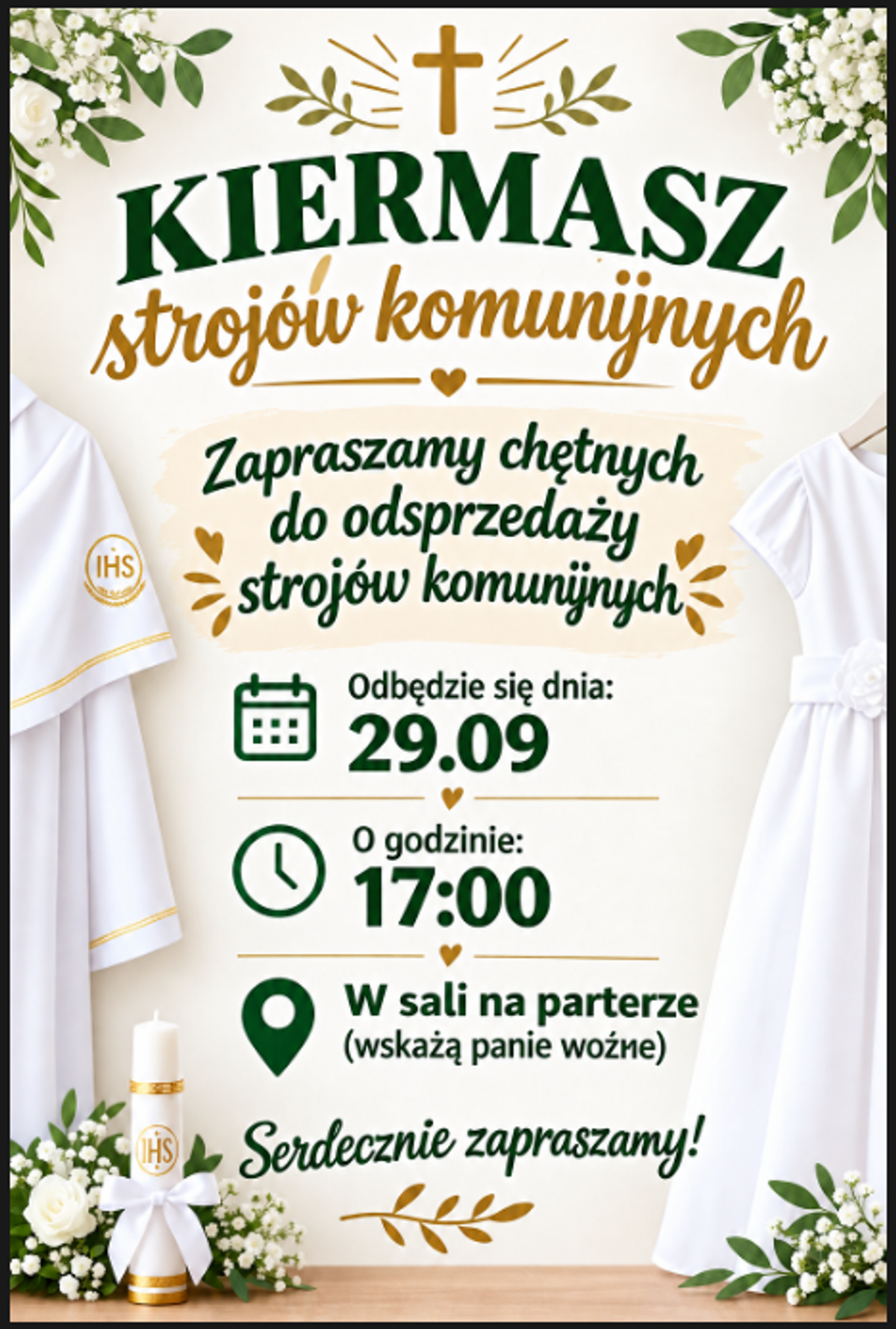 Plakat Kiermasz strojów komunijnych