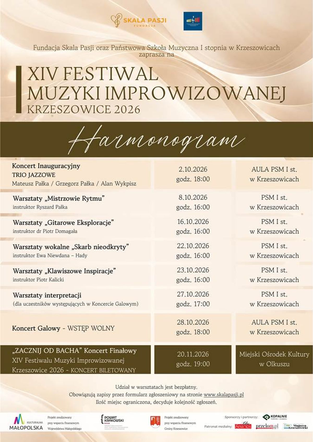 plakat  XIV Festiwal Muzyki Improwizowanej