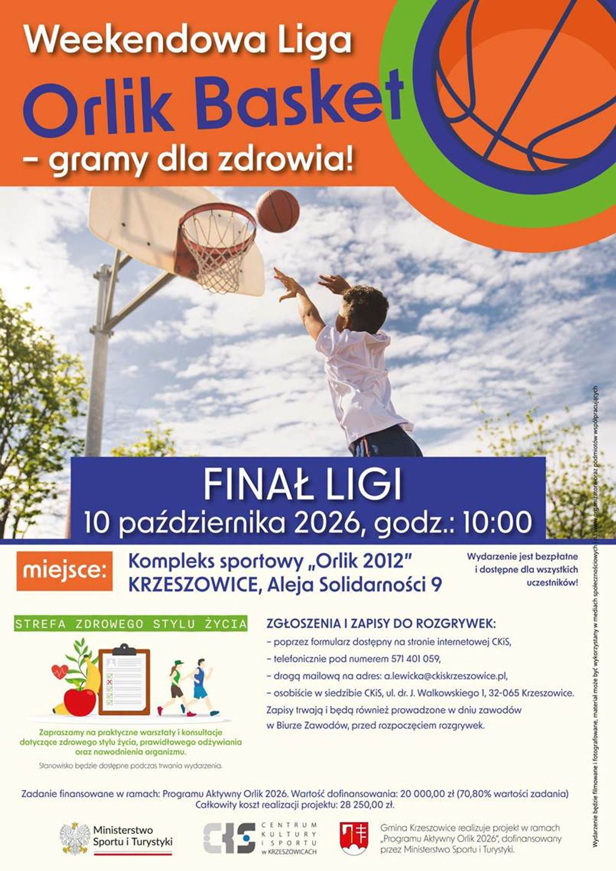 plakat Weekendowa Liga Orlik Basket – gramy dla zdrowia!