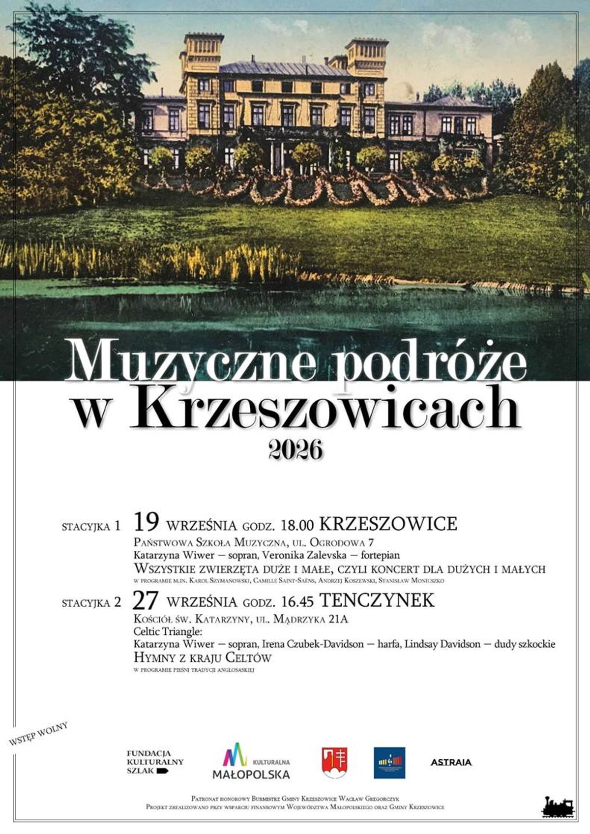 plakat  Muzyczne Podróże w Krzeszowicach