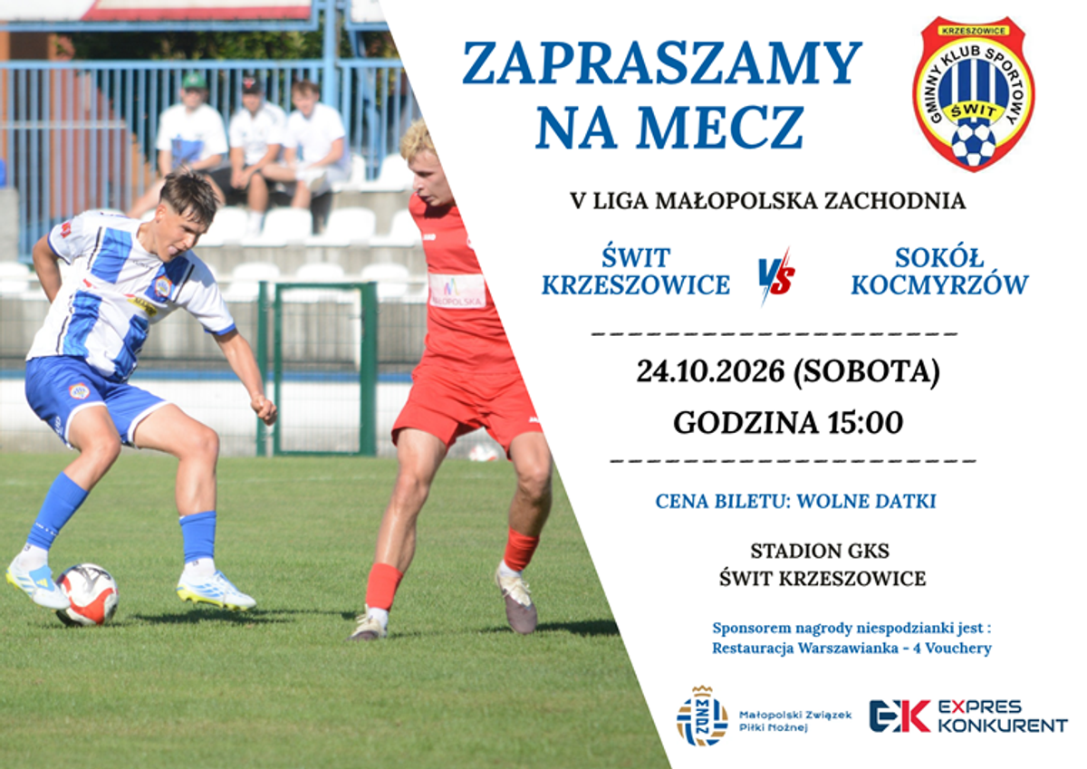 Mecz GKS ŚWIT – SOKÓŁ KOCMYRZÓW