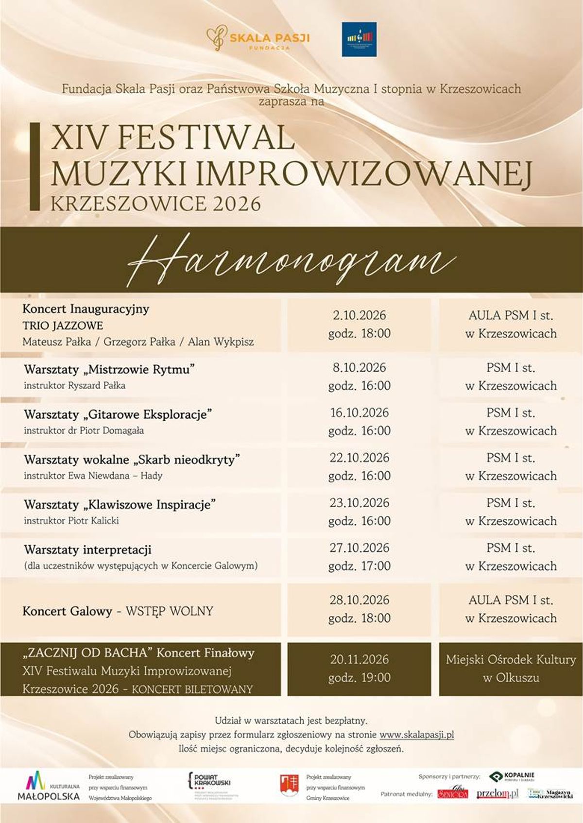 plakat XIV FESTIWAL MUZYKI IMPROWIZOWANEJ KRZESZOWICE 2026