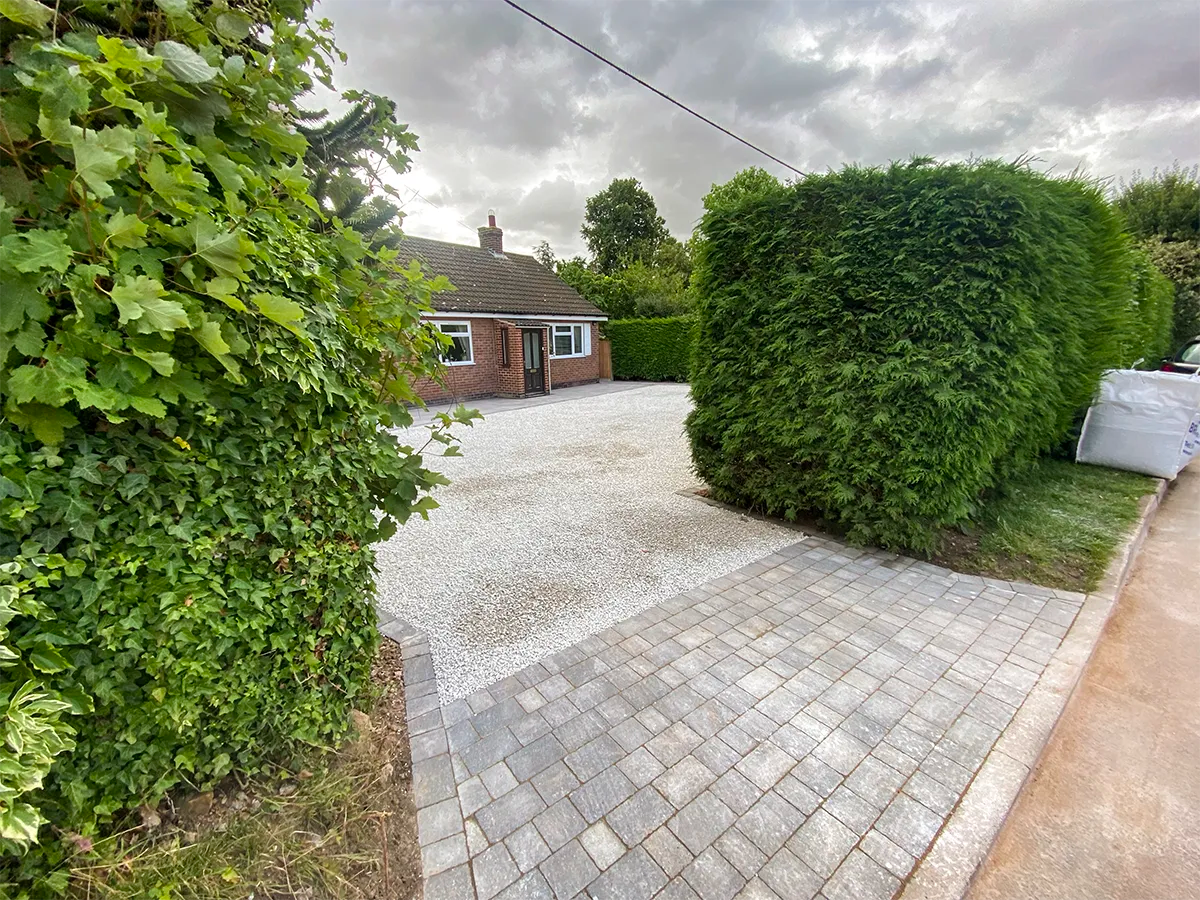 Newly completed block paving and driveway