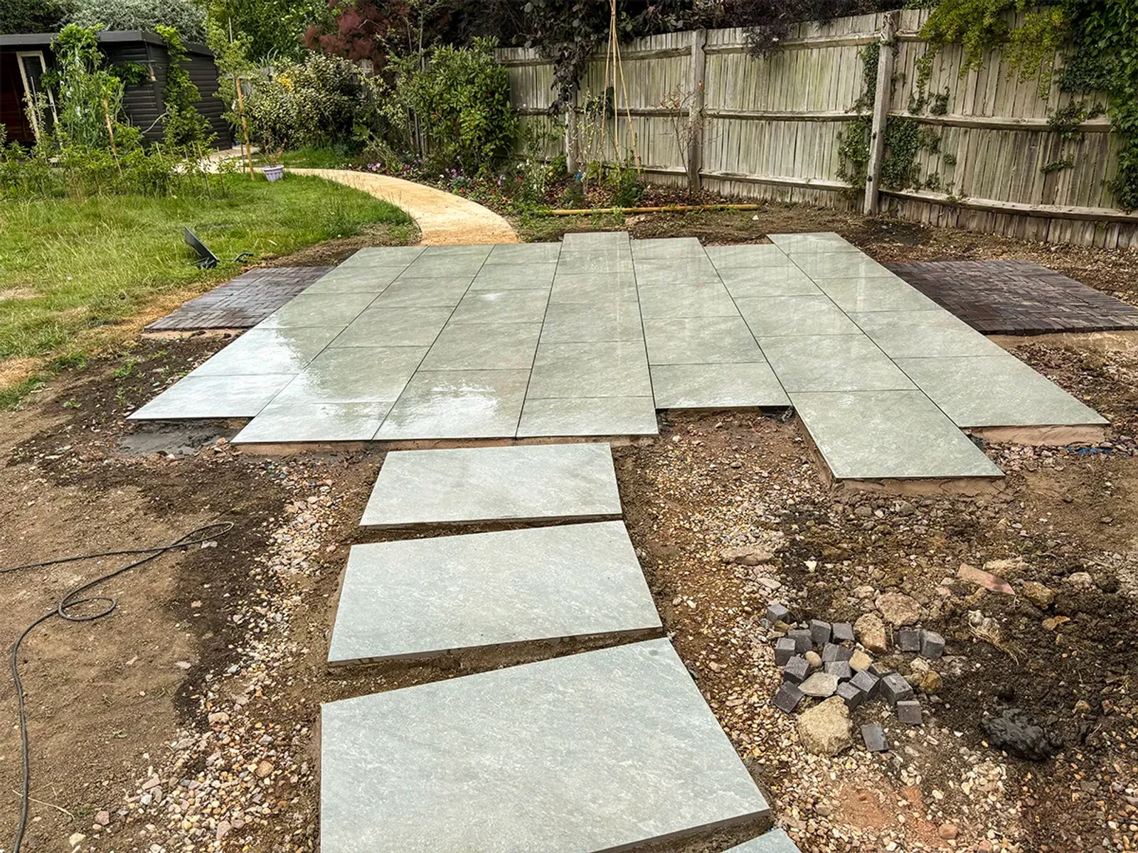 Patio installation underway