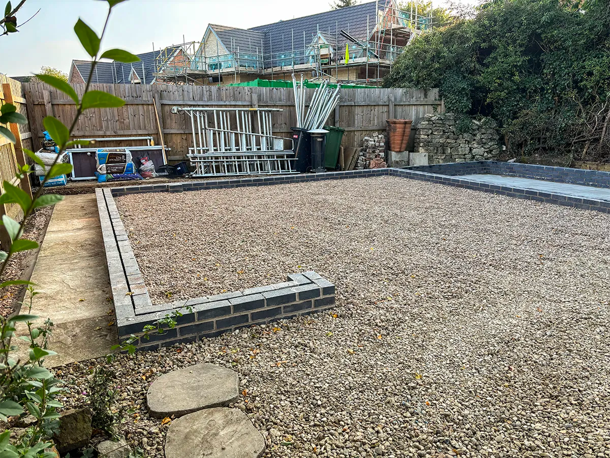 Foundations for car port, up to wall plate.