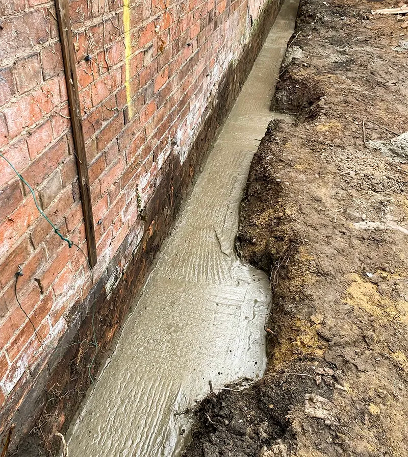 Foundations laid at a residential property in Leicester.