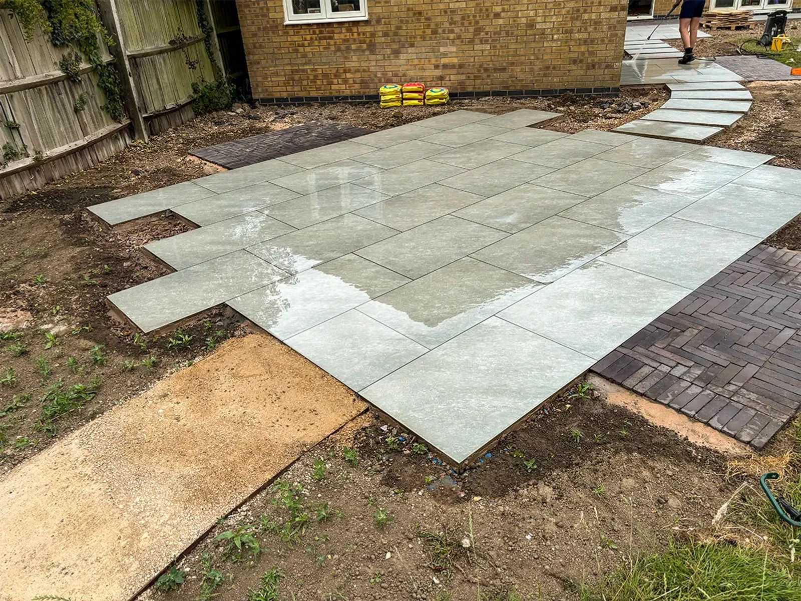 Porcelain patio work finished