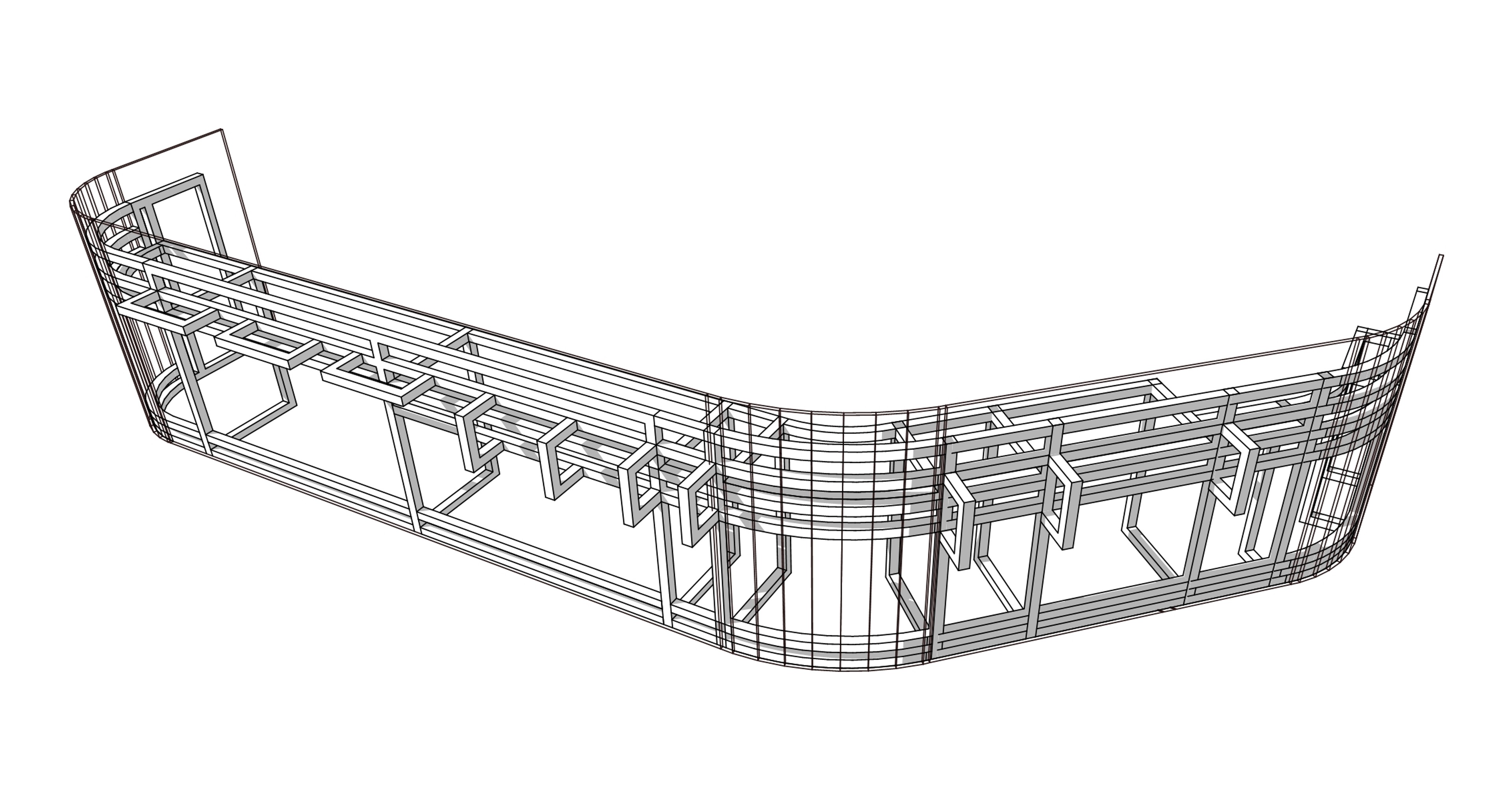 BIM drawing of custom lobby elements prepared for fabrication
