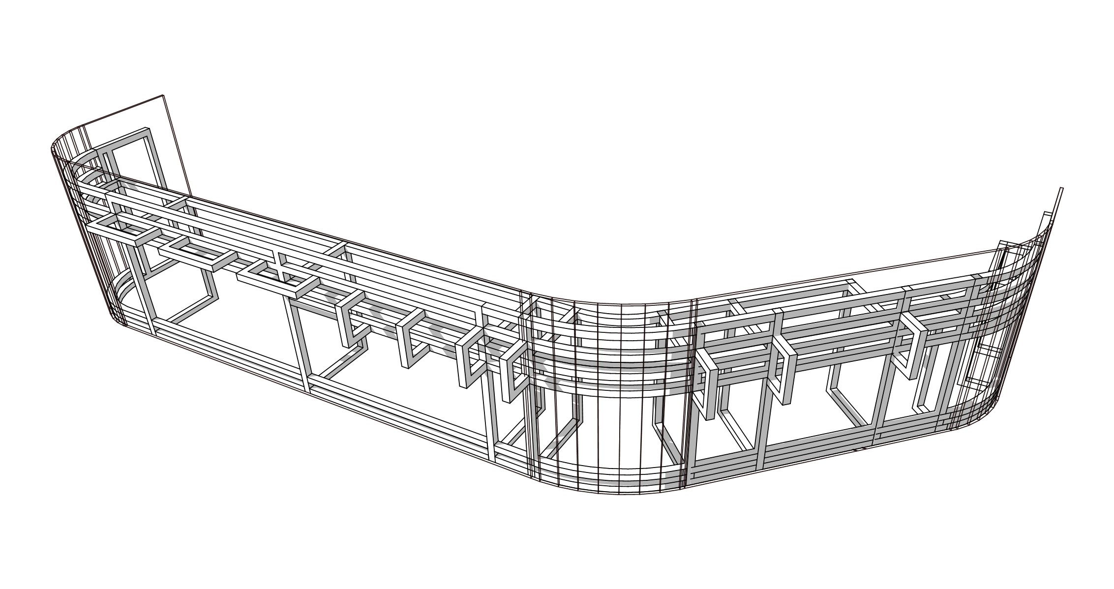 BIM drawing of custom lobby elements prepared for fabrication