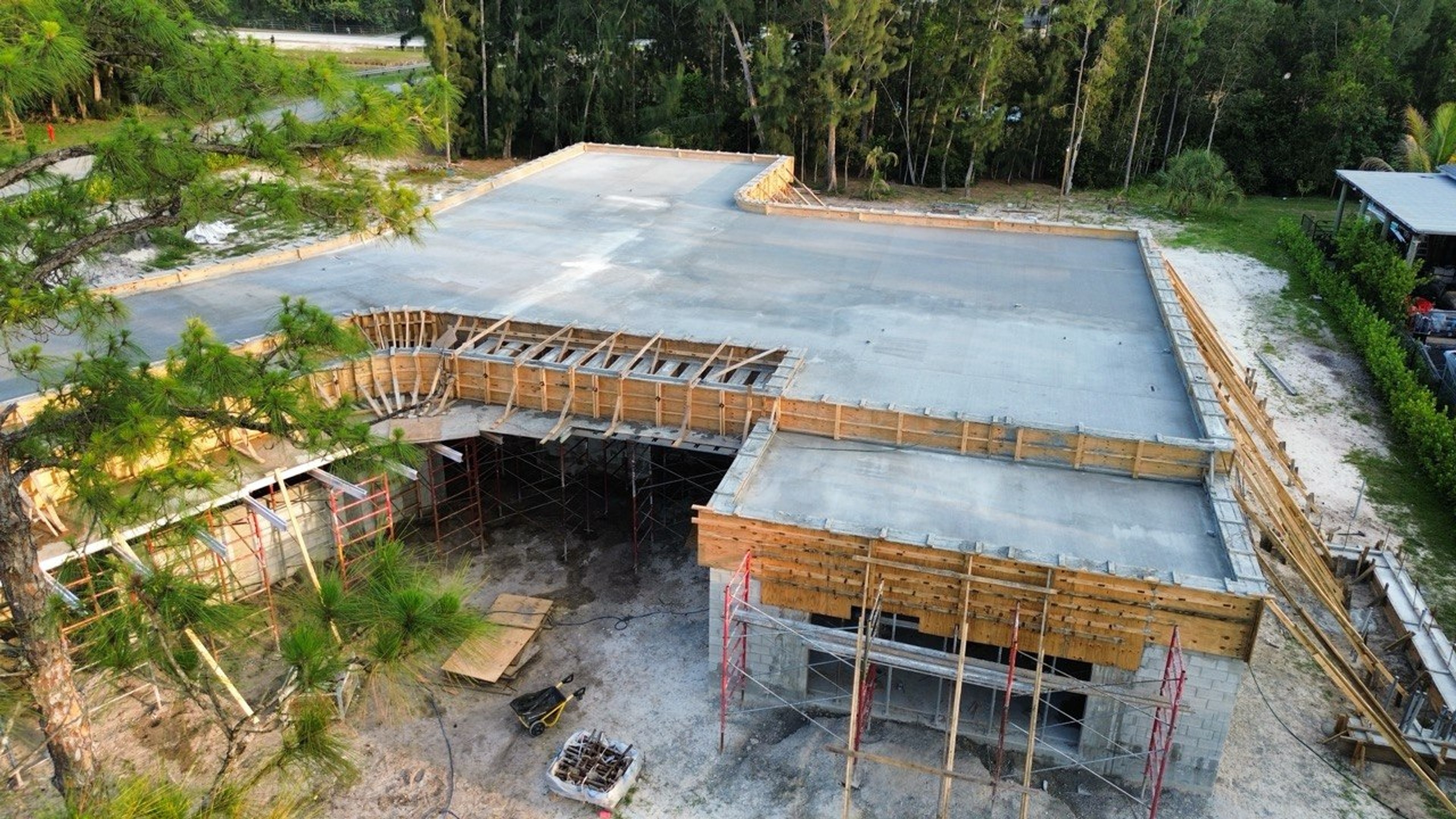 Aerial view of West Palm House on site during construction