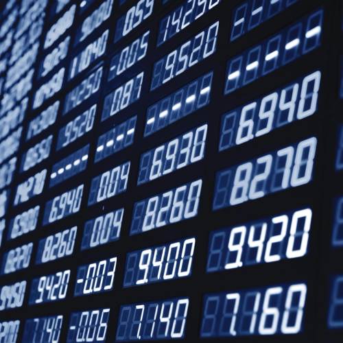 A digital screen showing stock market data